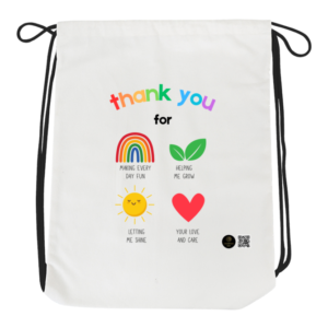 Grateful Heart Drawstring Bag – Colourful Thank You Design – Lightweight School and Gym Bag for Students, Teachers & Everyday Heroes