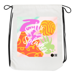Spills and Splashes Drawstring Bag – Colourful Abstract Design – Lightweight School and Gym Bag for Kids, Students & Creative Minds