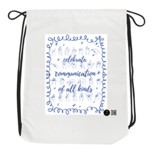 Hands Speak Too Drawstring Bag – Sign Language Awareness Design – Lightweight Gym and School Bag for Kids, Students & Teachers