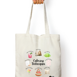 Calming Techniques Tote Bag – Mindfulness & Emotional Regulation Design – Reusable Cotton Canvas Bag for Teachers, Students & Therapists