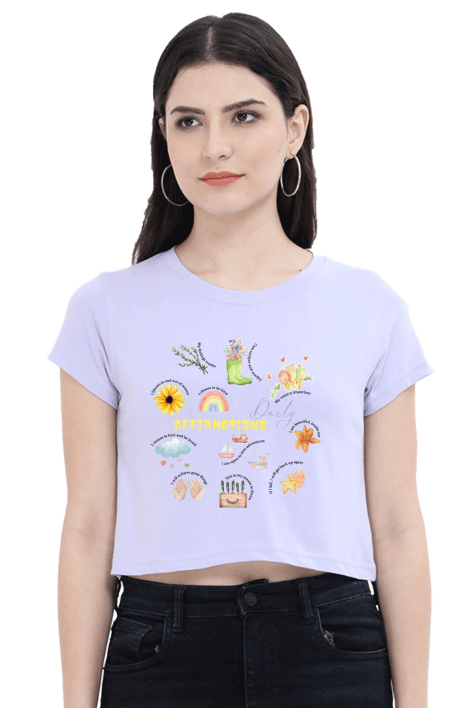 Daily Affirmations Crop Top – Inspirational Graphic Tee for Women | Positive Vibes - Image 2