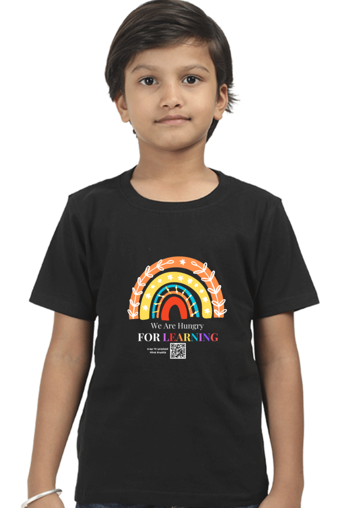 “Hungry for Learning” Boys’ T-Shirt – Motivational Rainbow Design – Soft Cotton Tee for Students, Preschoolers, Young Learners & School Days
