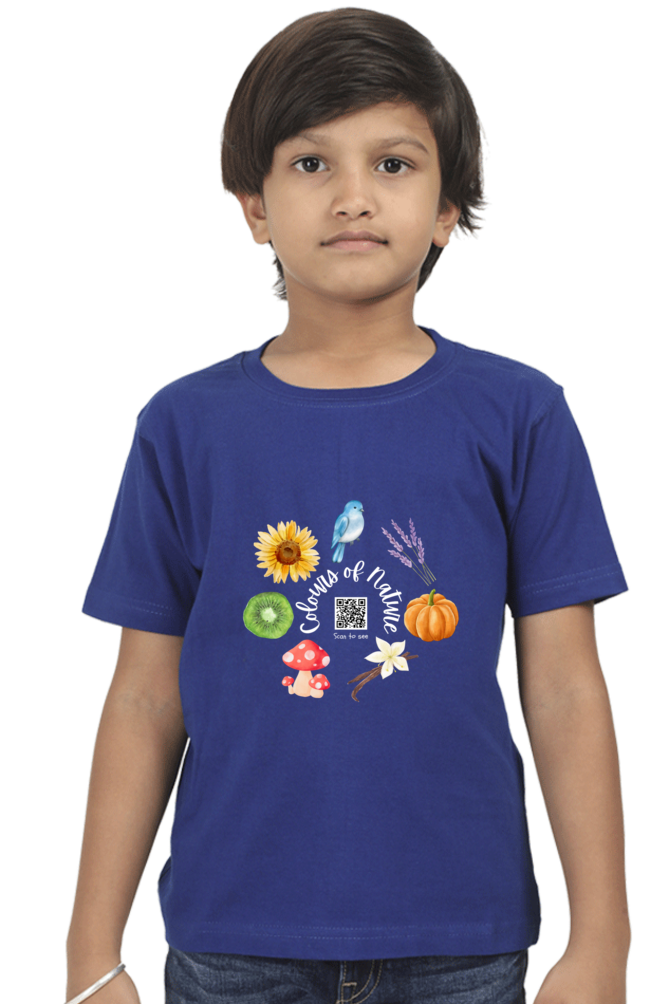 Colors of Nature Boys’ Dark T-Shirt – Rainbow Leaf Design – Soft Cotton Eco-Inspired Tee for Kids, Students & Nature Enthusiasts - Image 2