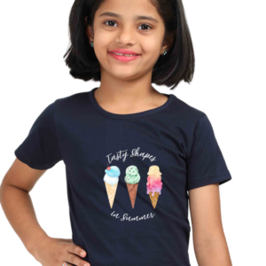 “Tasty Shapes” Girls’ T-Shirt – Cute Ice Cream Cone Design – Soft Cotton Summer Tee for Kids, Preschoolers & Little Learners
