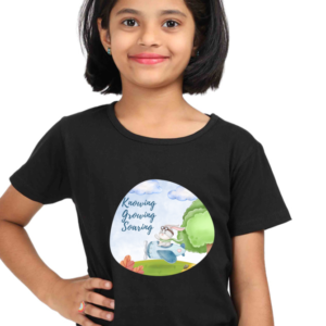 “Knowing, Growing, Soaring” Girls’ T-Shirt – Bunny in Plane Design – Soft Cotton Motivational Tee for Kids, Students, Preschoolers & Learning Adventures