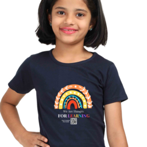 “Hungry for Learning” Girls’ T-Shirt – Motivational Rainbow Design – Soft Cotton Tee for Preschoolers, Students, Book Lovers & Lifelong Learners