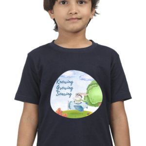 “Knowing, Growing, Soaring” Boys’ T-Shirt – Bunny in Plane Design – Soft Cotton Motivational Tee for Kids, Students, Preschoolers & School Events