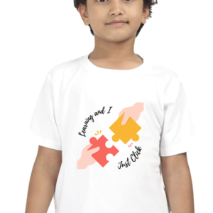 “Learning and I Just Click” Boys’ T-Shirt – Motivational Puzzle Design – Soft Cotton Tee for School, Everyday Wear & Gift for Young Learners
