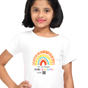 “Hungry for Learning” Girls’ T-Shirt – Motivational Rainbow Design – Soft Cotton Tee for Preschoolers, Students, Book Lovers & Lifelong Learners