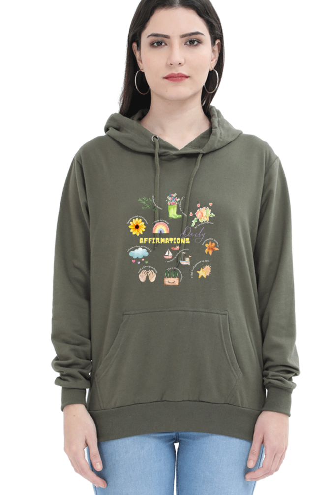 Daily Affirmations Unisex Hoodie – Inspirational Wellness Pullover | Mental Health & Self-Care Quote Sweatshirt | Cosy Motivational Apparel