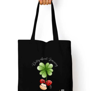 “Dotty About Learning” Dark Tote Bags – Set of Reusable Cotton Canvas Bags with Ladybird & Clover Design – Motivational Gifts for Students, Teachers & Classroom Events