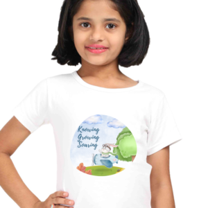 “Knowing, Growing, Soaring” Girls’ T-Shirt – Bunny in Plane Design – Soft Cotton Motivational Tee for Kids, Students, Preschoolers & Learning Adventures