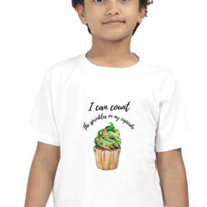 “I Can Count” Boys' T-Shirt – Fun Cupcake and Sprinkles Math Design – Soft Cotton Tee for Preschoolers, Classroom Wear & Early Learners