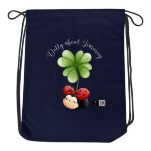 Dotty About Learning Dark Drawstring Bag – Cute Ladybug and Clover Design – Lightweight School Bag for Kids, Students & Teachers
