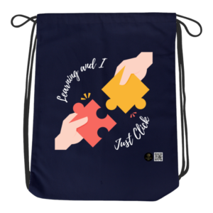 Learning and I Just Click Drak Drawstring Bag – Fun Educational Print – School Gym Sack – Lightweight Everyday Bag – Student Motivation Gift