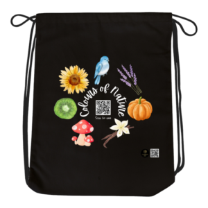 Colors of Nature Dark Drawstring Bag – Vibrant Leaf & Rainbow Design – Lightweight Eco Bag for Kids, Students & Nature Lovers