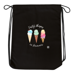 Tasty Shapes Dark Drawstring Bag – Colourful Ice Cream Design – Lightweight School and Gym Bag for Kids, Students & Summer Fun