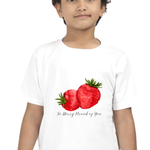 “Berry Proud” Boys’ T-Shirt – Cute Strawberry Print with Encouraging Quote – Soft Cotton Tee for Kids, Everyday Wear, Gift for Little Achievers