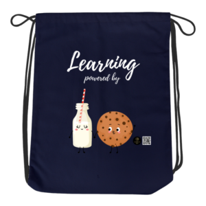 Brain Fuel Dark Drawstring Bag – Milk and Cookie Motivational Design – Lightweight School Gym Bag for Students, Kids & Teachers
