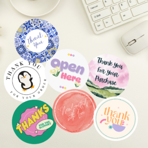 Business Stickers – 50 Printable Thank You & Packaging Stickers | Handcrafted & Customer Care Labels (Digital Download)