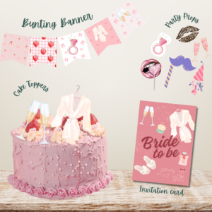 Modern Luxe Bridal Shower Printable Décor Set – Champagne, Blush & Glam Theme