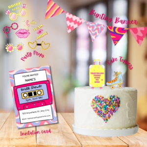 Retro Bridal Shower Party Pack – Printable Banners, Cake Toppers & Props