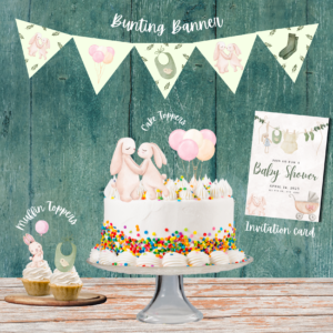 Rustic Neutral Baby Shower Essentials – Printable Décor Pack with Invitation, Banners & Toppers