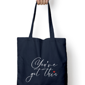 You've Got This – Dark Edition Tote Bag | Motivational Quote with Heart | Unisex Daily Self-Care Carry Bag