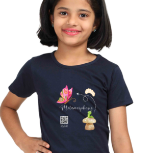 Metamorphosis Girls’ Dark T-Shirt – Butterfly Growth Mindset Tee – Soft Cotton Empowerment Shirt for Kids, School & Everyday Confidence