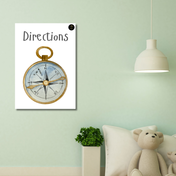 Directions Poster – A3 Printable Compass Chart for Preschool - Instant Download