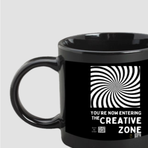The Creative Zone Black Coffee Mug – 325ml Ceramic Mug with Optical Illusion Design – Motivational Drinkware for Artists, Teachers & Innovators
