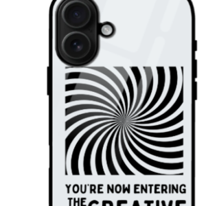 The Creative Zone iPhone 16 Case – Optical Illusion Motivational Phone Cover with QR Code – Shockproof Matte Finish for Creatives & Thinkers