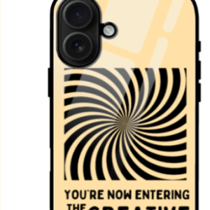 The Creative Zone iPhone 16 Yellow Case – Optical Illusion Motivational Phone Cover with QR Code – Shockproof Matte Finish for Creatives & Thinkers