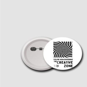 The Creative Zone Badge – 44mm Optical Illusion Motivational Button Pin – Wearable Inspiration for Artists, Students & Creatives