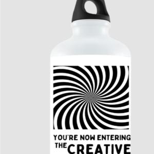 The Creative Zone white Sipper Bottle – BPA-Free Motivational Water Bottle with Optical Illusion Design & QR Code – Hydration for Creatives, Students & Thinkers