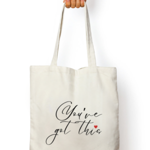 You've Got This – White Tote Bag | Motivational Quote with Heart | Unisex Daily Self-Care Carry Bag