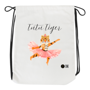 Twinkle Toes Tiger Drawstring Bag – Dancing Tiger Kids Backpack – Lightweight Gym & Activity Bag for School, Dance Class & Jungle Adventures