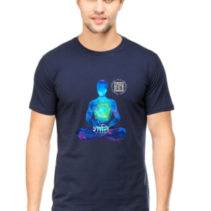 Scan to Escape – Cosmic Peace Men’s Crew Neck T-Shirt | Sanskrit 'Shanti' QR Code Tee | Dark Edition