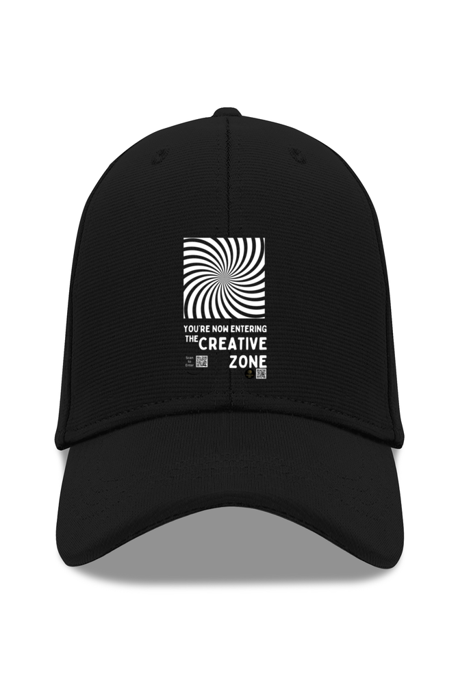 The Creative Zone Black Cap – Adjustable Unisex Baseball Hat with Optical Illusion Design – Motivational Headwear for Creatives, Students & Thinkers