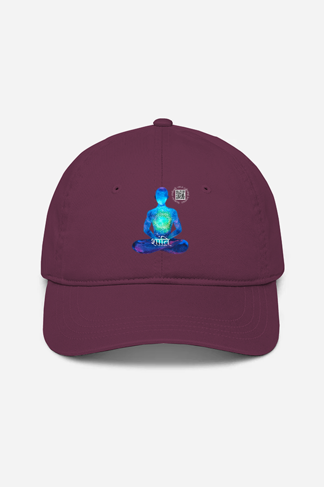 Spiritual Meditation Cap – ‘Shanti’ Hat with QR Code | Mindfulness Gift, Cosmic Design, Adjustable Cap in Navy, Maroon, Red, Khaki, Green - Image 2