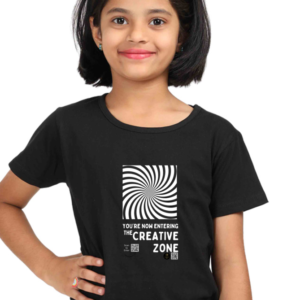The Creative Zone Girls’ Dark T-Shirt – Optical Illusion Motivational Tee for Young Creatives, Artists & Bold Thinkers