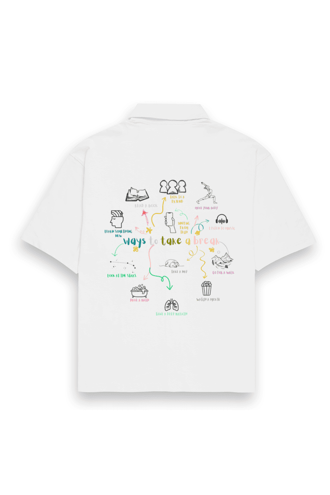 Ways to Take a Break – Oversized Light Shirt | Mental Health Graphic Tee | Unisex Self-Care Statement Shirt - Image 2