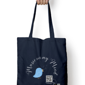 Music on My Mind Dark Tote Bag – Headphones & Notes Cotton Canvas Bag – Reusable Music-Themed Tote for Kids, Teachers & Everyday Creativity