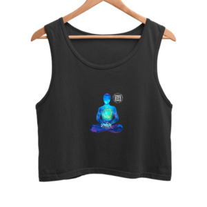 Spiritual QR Code Crop Top for Women – Shanti Meditation Tank | Cosmic Yoga Shirt | XS to XXL | Scan to Calm | Black & Colour Options