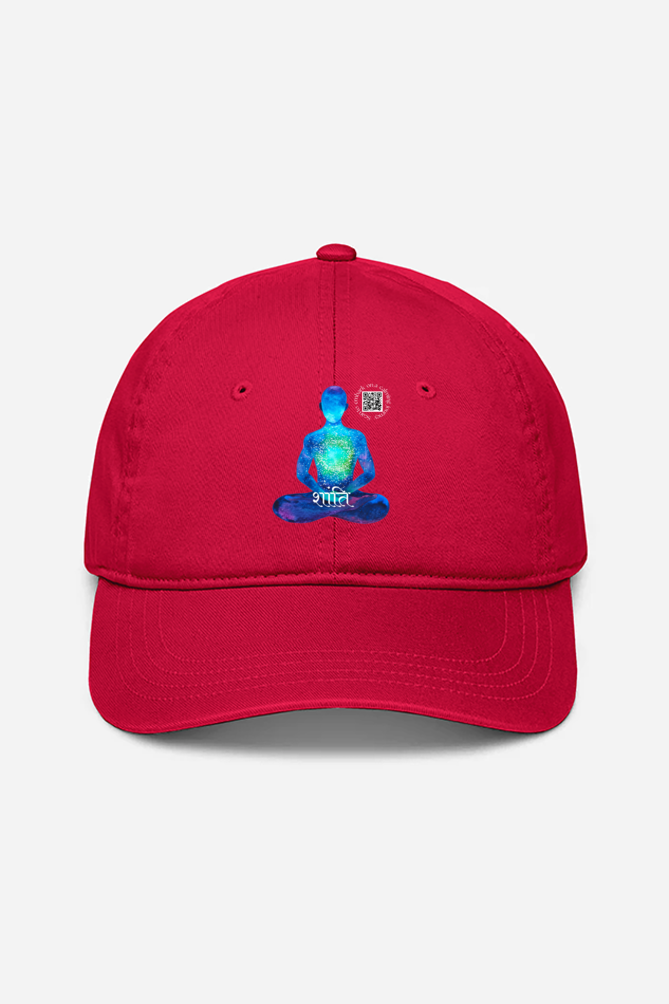 Spiritual Meditation Cap – ‘Shanti’ Hat with QR Code | Mindfulness Gift, Cosmic Design, Adjustable Cap in Navy, Maroon, Red, Khaki, Green - Image 3
