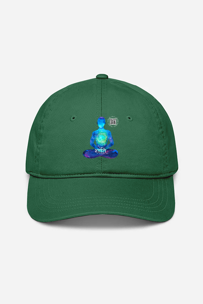 Spiritual Meditation Cap – ‘Shanti’ Hat with QR Code | Mindfulness Gift, Cosmic Design, Adjustable Cap in Navy, Maroon, Red, Khaki, Green - Image 4