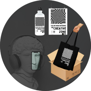Creative Zone Quantum Bundle – Designer Poster, Tote Bag & Sipper Bottle Set