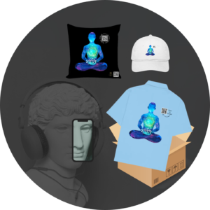 Quantum Bundle – Peace | Oversized Shirt, 16x16 Cushion Cover & Baseball Cap | Cosmic Shanti Self-Care Set