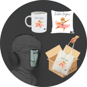 Quantum Bundle – Twinkle Toes Tiger | Coffee Mug, 16×16 Cushion Cover & Cotton Tote Bag – Jungle-Themed Gift Set for Kids, Dancers & Animal Lovers