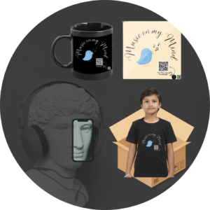 Quantum Bundle – Music on My Mind | Coffee Mug, Fridge Magnet & Boys’ T-Shirt – Music-Themed Gift Set for Kids, Students & Young Creatives